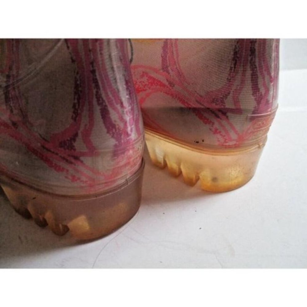 Coach Blue Pink Jelly Multi Color Signature Logo Knee High Rubber Rain Boots - Picture 8 of 11